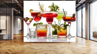 Alcoholic cocktails isolated on white Wall mural