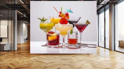 Alcoholic cocktails isolated on white Wall mural