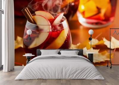 Autumn sangria with apples and cinnamon Wall mural