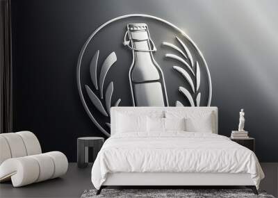 Beverage silver plated metallic icon Wall mural