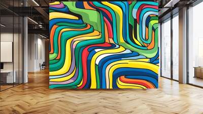 Bright background abstraction with coloured lines Wall mural