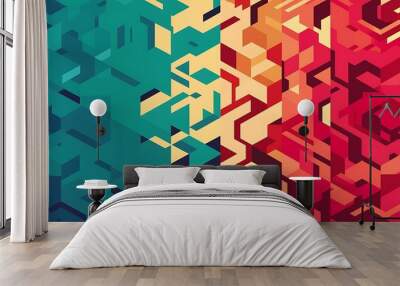 Colorful background with mosaic lines, geometric pattern Wall mural