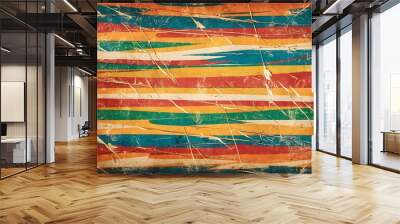 Colorful scratched vintage background Wall mural