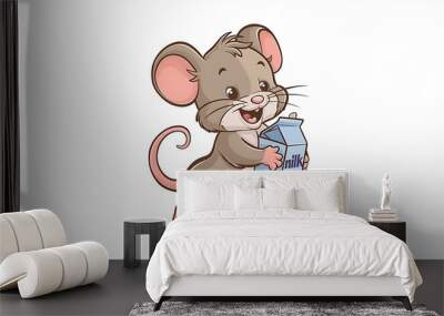 Cute Mouse Cartoon Vector Icon Illustration Wall mural