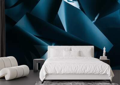 Dark blue geometric paper background Wall mural