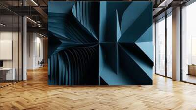 Dark blue geometric paper background Wall mural