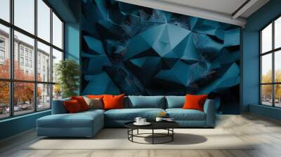 Dark blue geometric paper background Wall mural