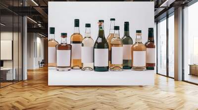 Different images of alcohol isolated on a white background Wall mural