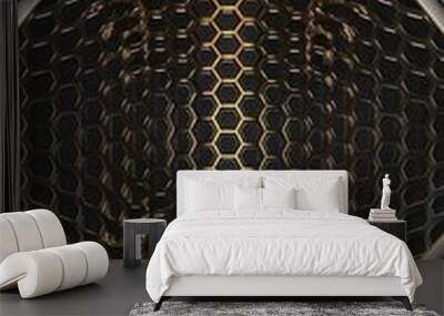 Futuristic black with gold wallpaper pattern. Wall mural