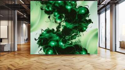 Green abstract lights on light green gradient background Wall mural