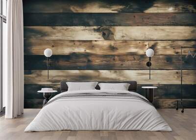 Grunge wooden planks surface background Wall mural