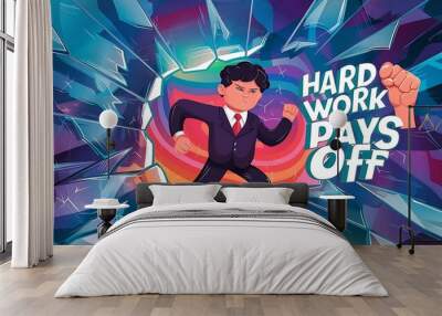 Hard work pays off (T-shirt Design Motivational Quote, Illustartion,Typography,Banner,Poster) Wall mural