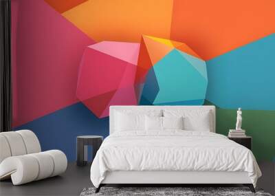 Minimal multicolored polygonal background Wall mural