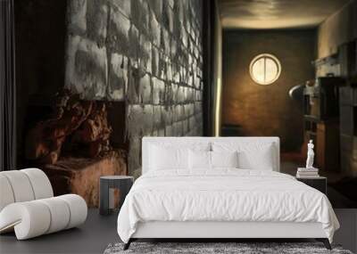 Old room with brick wall, grungy background Wall mural