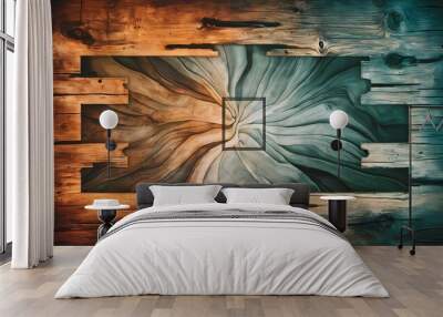 Old wood texture background. Abstract background, empty template. Wall mural