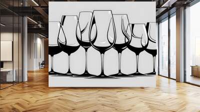 Set of vector illustration of stemware. Glasses for alcohol Wall mural