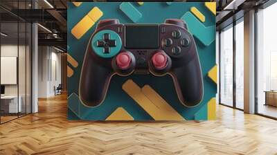 standard game controller with abstract geometric shapes. 3d rendering illustration vector concept background Wall mural