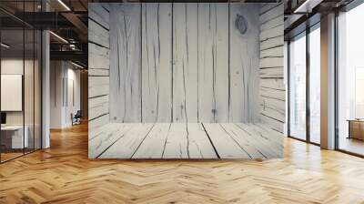 Textured empty white wooden background with copy space Wall mural