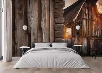 Timber wood wall plank vintage background. Wall mural