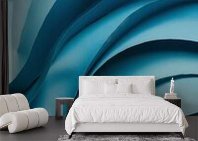 Top view of curved blue paper background Wall mural