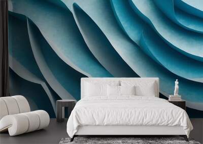 Top view of curved blue paper background Wall mural