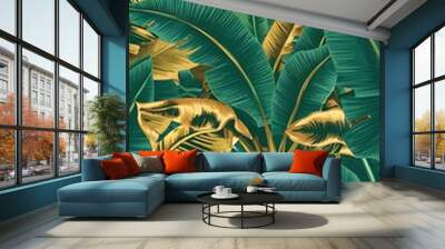 Tropical leaf Wallpaper, Luxury nature leaves pattern design wallpaper Wall mural