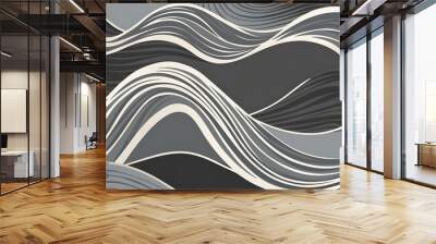 unobtrusive colorful modern curvy waves background illustration with dark slate gray Wallpaper Wall mural