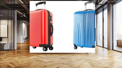 Two suitcases, one red and one blue, are shown side by side Wall mural