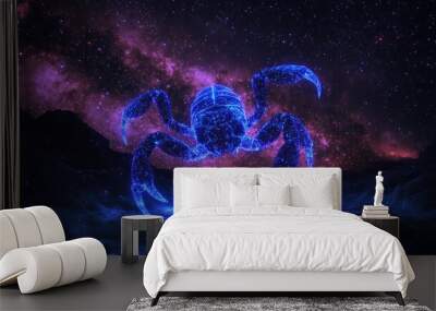 A Blue Scorpion Constellation Above a Starry Night Sky Wall mural