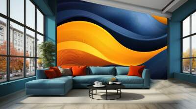 Abstract Background with Intertwined Blue and Yellow Wavy Lines Wall mural