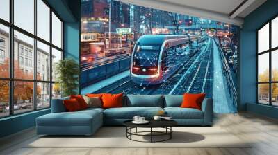 Transportation and technology concept. ITS (Intelligent Transport Systems). Mobility as a service. Wall mural