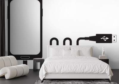 USB cable & smartphone Wall mural