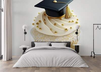 Graduation cap cupcake for a graduate with gold sprinkles Wall mural