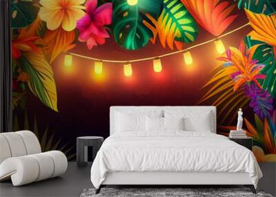 Tropical party Hawaiian luau, Havana nights, fiesta or backyard summer party graphic Wall mural