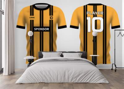 black yellow soccer jersey uniform for football club, t-shirt  front and back view Wall mural