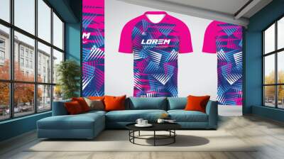 blue pink sports jersey template for soccer uniform shirt design	 Wall mural