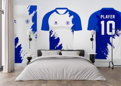 blue sports shirt jersey design template Wall mural