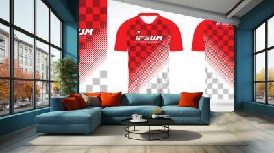 red white jersey sport uniform shirt design template Wall mural