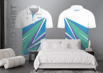 soft color sublimation Polo Shirt mockup template design for badminton jersey, tennis, soccer, football or sport uniform	 Wall mural