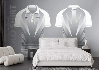 Sublimation white polo shirt mockup template design for badminton jersey, tennis, soccer, football or sport uniform Wall mural