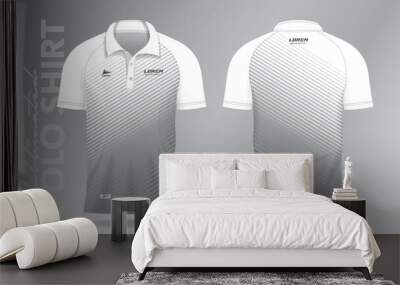 Sublimation white polo shirt mockup template design for badminton jersey, tennis, soccer, football or sport uniform Wall mural