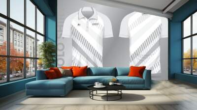 white abstract polo shirt mockup template design for sport uniform in front view and back view. Wall mural