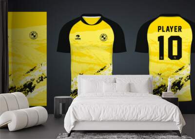 yellow sports jersey template for team uniforms and Soccer t shirt design Wall mural