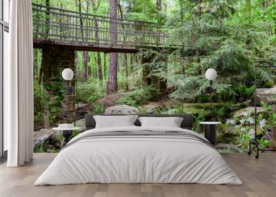 Stone bridge with a stream in a forest in  the Ozark mountains Arkansas Wall mural