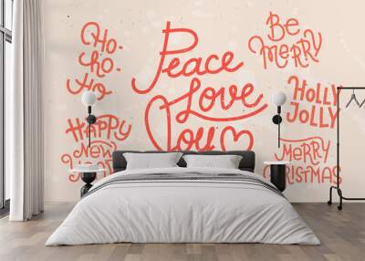 Collection of hand written Christmas phrases for invitations, greeting cards and other designs Wall mural