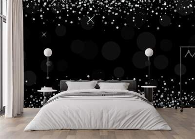 shiny silver glitter on black background Wall mural