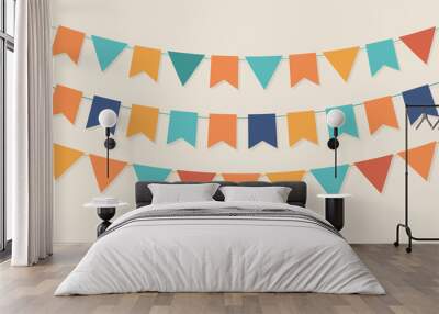 vector party flags in pastel palette Wall mural