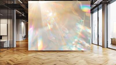 White background with bright iridescent sunlight flares and colorful refractions Wall mural