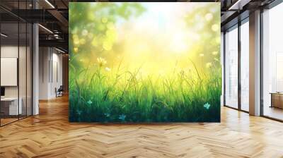 Art Abstract Spring Background with Fresh Grass Wall mural