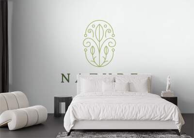 Beauty flower line art logo icon design template flat vector Wall mural